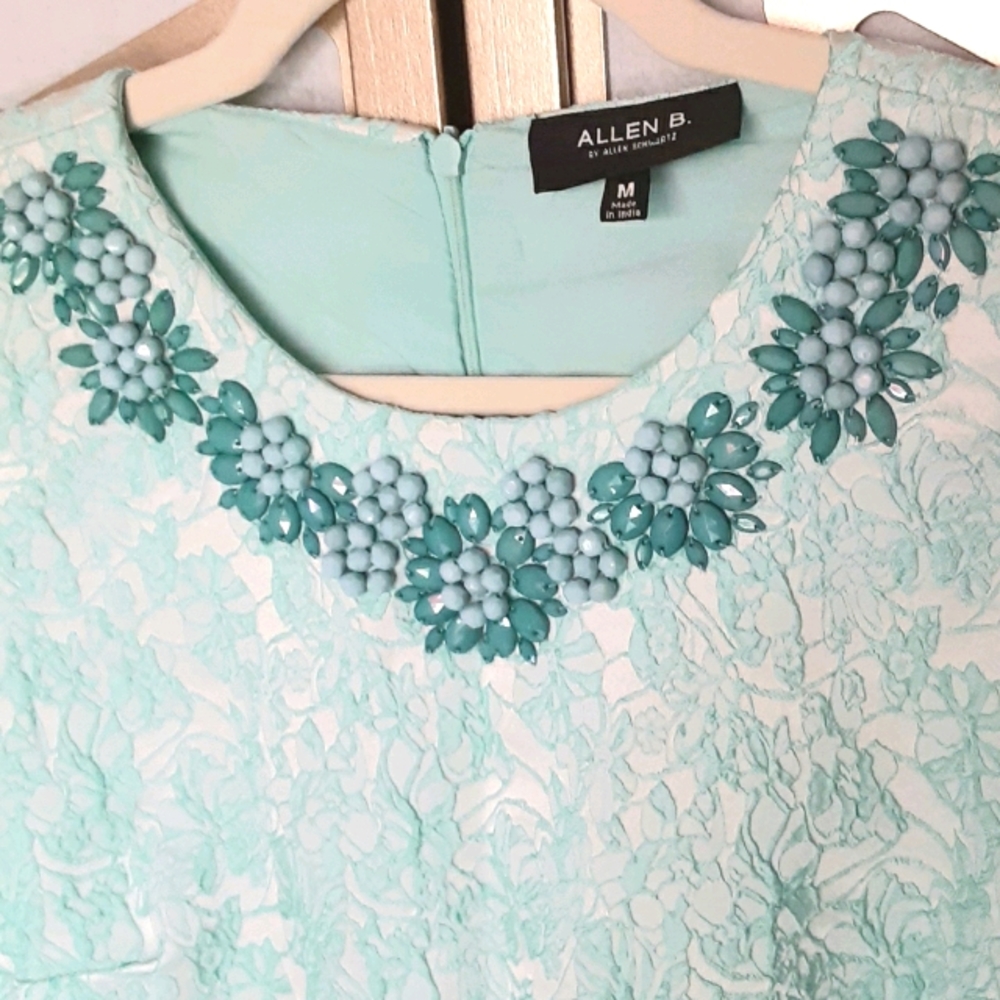 NWOT ALLEN B. Floral Jeweled Shift Dress - Picture 2 of 7